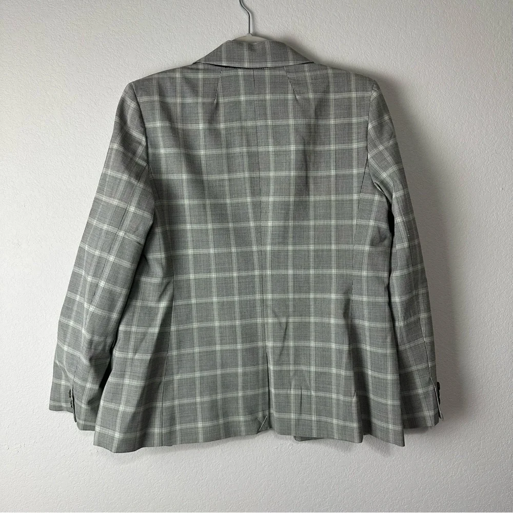 NEW J.Crew Mint Blue Gray Plaid Italian Stretch Wool Blend Devon Blazer Size 10